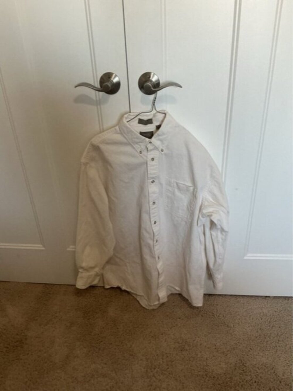 Classic Off White Men's Button-Down ribbed  Shirt Haggar Clothing Co
